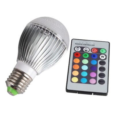 10W Λάμπα RGB LED με προγράμματα και τηλεχειριστήριο 650LM E27 -  OEM