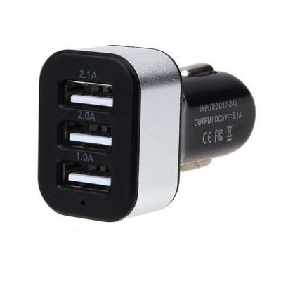 3x,  Τριπλός USB φορτιστής αυτοκινήτου in. 12 - 24V /out. 5V  2.1, 2A, 1A  -   D185 OEM