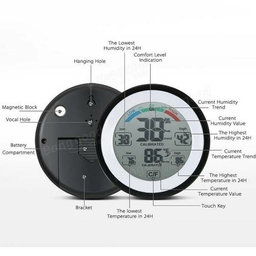 Θερμόμετρο / υγρόμετρο με οθόνη LCD κατάλληλο και για terrarium - CJ3305F OEM