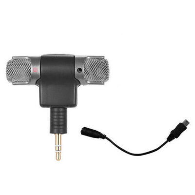 Διπλό μικρόφωνο με αυτοκόλλητα και ανταπτορες για Action Camera Gopro - D22O61 TELESIN