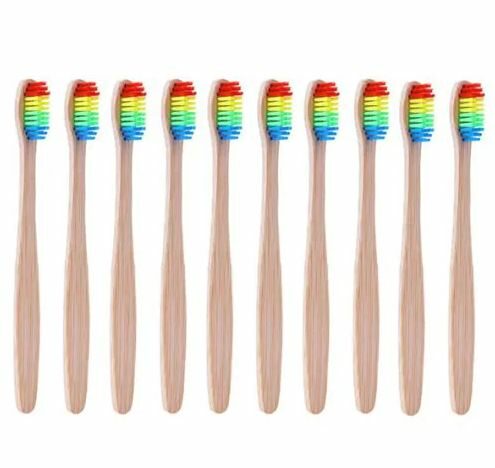 Πολύχρωμη οικολογική οδοντόβουρτσα Rainbow Bamboo με ξύλινη λαβή - 9050 MR.BRUSH