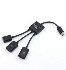 HUB αντάπτορας κινητού,Type C male σε 2 Χ USB Fem + Micro USB Fem - Q49 ΟΕΜ