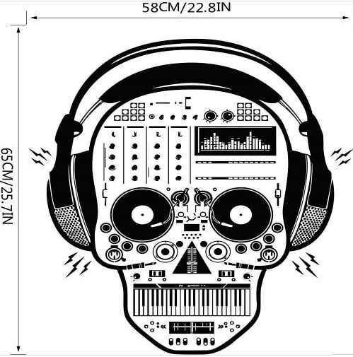Αυτοκόλλητο τοίχου Σκελετός με ακουστικά πικάπ και συνθεσάιζερ - MUSKLH6555 OEM