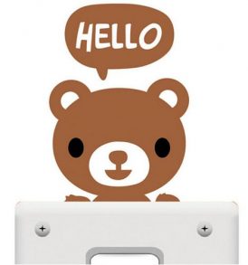 Αυτοκόλλητο τοίχου κατάλληλο για διακόπτη φωτός hello αρκουδάκι  - HB107 OEM