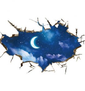Αυτοκόλλητο βινυλίου για τοίχο έναστρος ουρανός με φεγγάρι και σύννεφα  - SMC9060 OEM