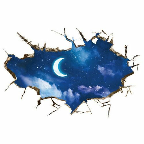 Αυτοκόλλητο βινυλίου για τοίχο έναστρος ουρανός με φεγγάρι και σύννεφα  - SMC9060 OEM
