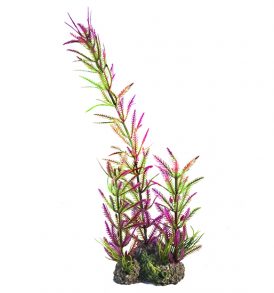 Διακοσμητικό χρωματιστό φυτό ενυδρείου και Terrarium 33cm με βράχο - YJW94  MONWA