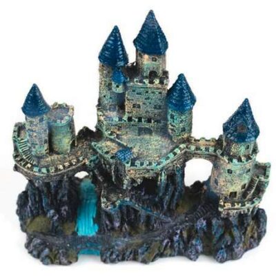 Διακοσμητικό βυθού ενυδρείου μπλε πύργος κάστρο σε λόφο Blue Castle  - BWJW113 OEM