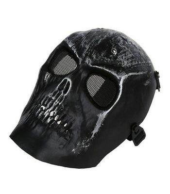Paintball Airsoft μάσκα κρανίο μαύρο, ανθεκτική αδιάβροχη με ιμάντα και σίτα Iron - IR10 OEM