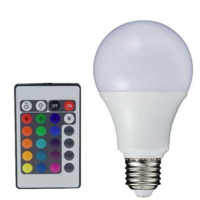 E27 RGB LED Λάμπα με τηλεκοντρόλ,αλλάζει 15 χρώματα 4 προγράμματα – RA80 DIOLAMP