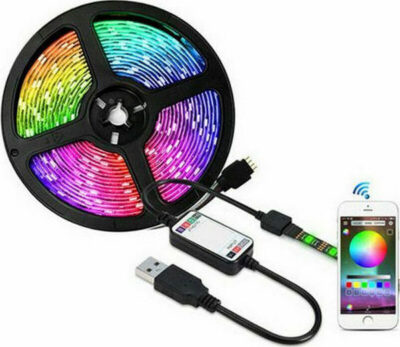 5m Bluetooth RGB 14.4W/m  60 led/m 5050 ταινία με χειρισμό απο κινητό ιδανική και για ατμοσφαιρική οθόνη  - ASN500 OEM