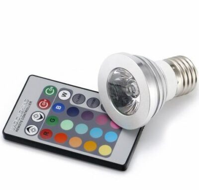 E27 RGB  3w LED Λάμπα με τηλεκοντρόλ,αλλάζει 15 χρώματα 4 προγράμματα – RW30 OEM