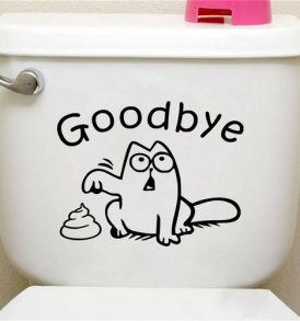 Αυτοκόλλητο τοίχου και τουαλέτας ιδανικό για καζανάκι μπάνιου με γάτα καρτούν 19X15cm - CC191 OEM