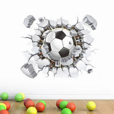 3D προοπτικής Αυτοκόλλητο τοίχου μπάλα ποδοσφαίρου που γκρεμίζει τοίχο  50X40 - FB5040 OEM