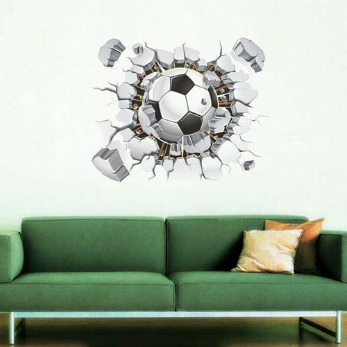 3D προοπτικής Αυτοκόλλητο τοίχου μπάλα ποδοσφαίρου που γκρεμίζει τοίχο  50X40 - FB5040 OEM