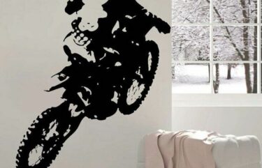 Αυτοκόλλητο τοίχου με μοτοσυκλέτα Motocross  enduro σε άλμα  81X57 - MCE5187 OEM