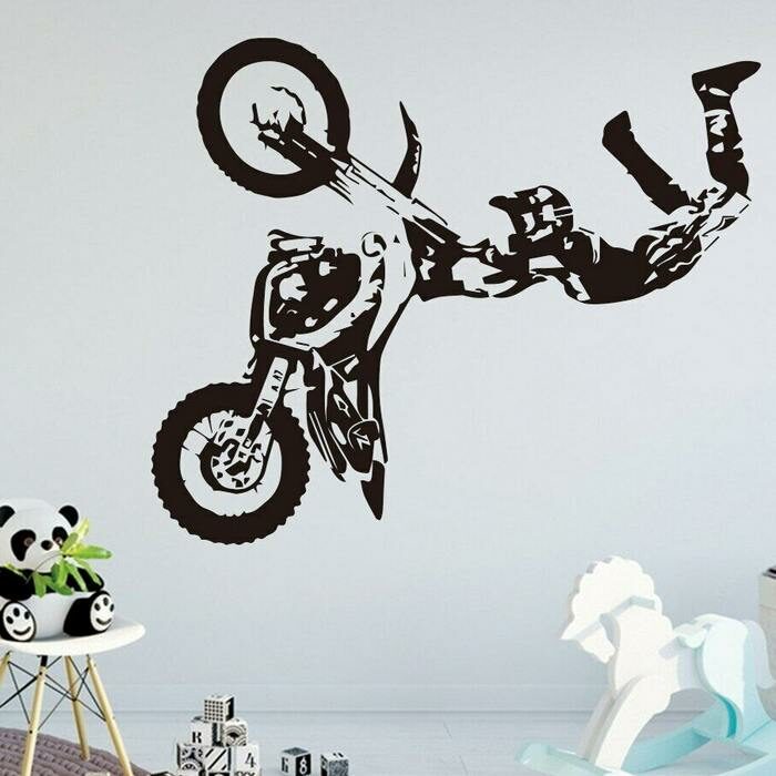 Αυτοκόλλητο τοίχου με μοτοσυκλέτα Motocross  enduro σε ακροβατικό  73X57 - MCE7357 OEM