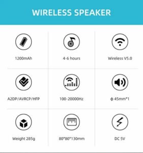 Επαναφορτιζόμενο stereo Bluetooth ηχείο με φωτισμό, ράδιο SD card ,USB ,MIC, AUX - PLUCE OEM