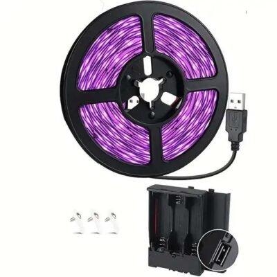 Αυτοκόλλητη UV BLACKLIGHT LED 250cm ταινία με διακόπτη τροφοδοσία USB και μπαταρία  - UV25 OEM
