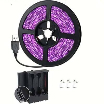 Αυτοκόλλητη UV BLACKLIGHT LED 5μ ταινία με διακόπτη τροφοδοσία USB και μπαταρία  - UV50 OEM