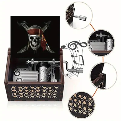 The Pirates Οι Πειρατές Ξύλινο music box. Μουσικό κουτί χειροκίνητο με μελωδία - TPOC15  OEM