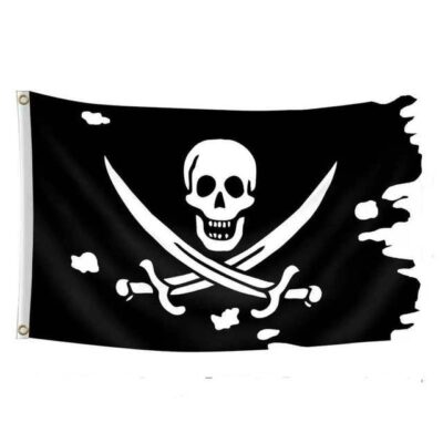 Πειρατική σημαία διπλής όψης Jolly Roger Pirate Flag με νεκροκεφαλή σπαθιά 152X92 - JRPF150 OEM