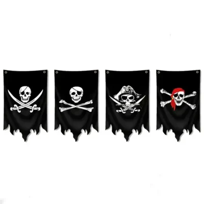 Σετ με 4 Πειρατικές Σημαίες  Pirate Flags Banner με κρανίο σπαθιά κόκαλα  - PFB40 OEM