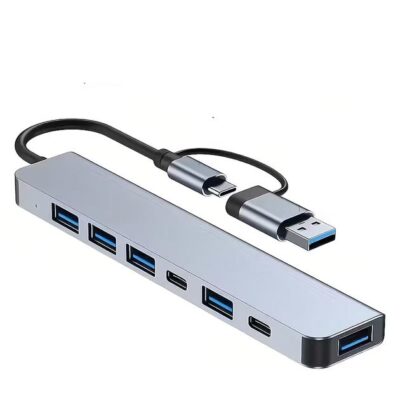 7 σε 2 με Διπλό Φις Μεταλλικό USB3  Hub 7 Θυρών φορητό μέγεθος, USB 3.0 Hub 7 ports - LL072 OEM
