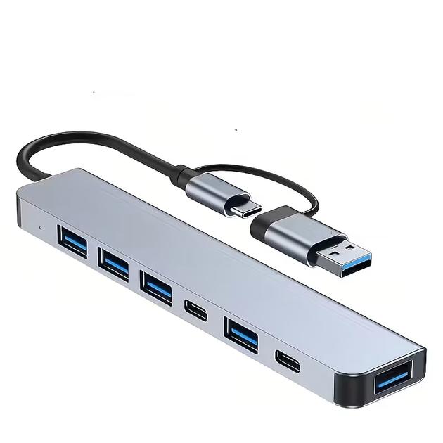 7 σε 2 με Διπλό Φις Μεταλλικό USB3 Hub 7 Θυρών φορητό μέγεθος, USB 3.0 Hub 7 ports - LL072 OEM